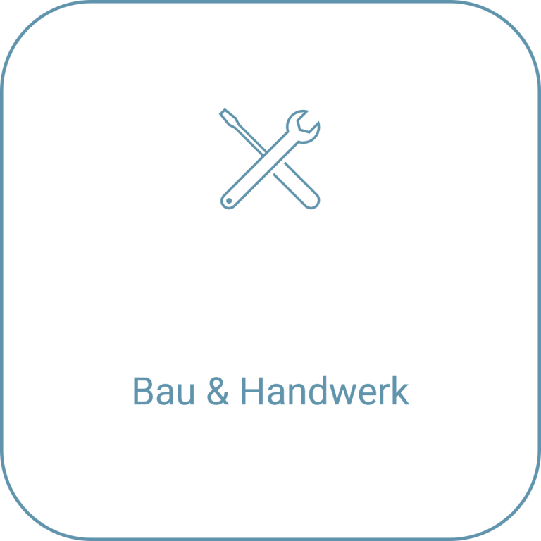 Symbol für Bau- und Handwerksdienste mit einem Schraubenschlüssel und Kreuzschlitzschrauber.